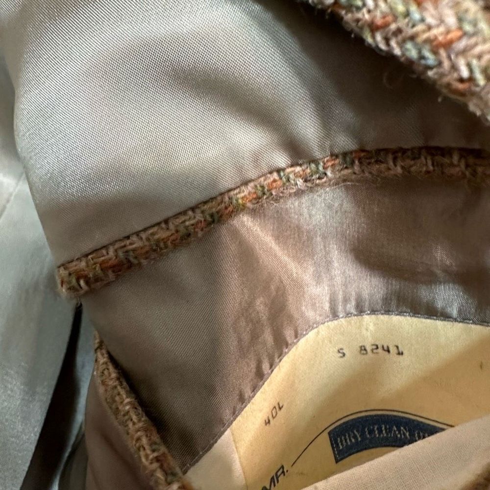 Vintage Polo Ralph Lauren Tan Wool Houndstooth Tweed Blazer Men's 40L Union Made - Picture 7 of 11